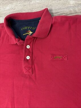 Orvis Men's Crimson Red Polo Short Sleeve Shirt Size XL 100% Cotton